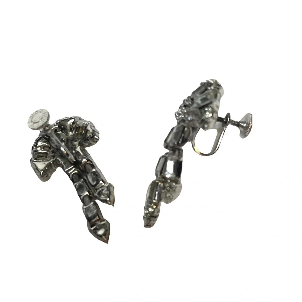 Vintage Mid Century Art Deco Cascading Rhinestone Earrings